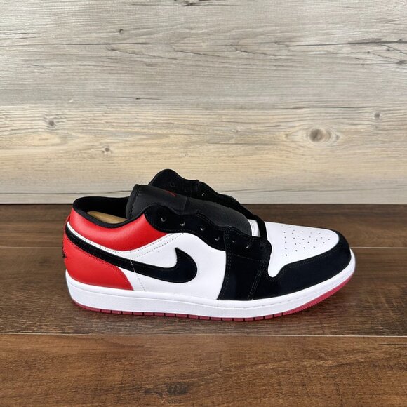 Nike Air Jordan 1 Low Black Toe Mens Size 10.5 White Black Gym Red IB8971 106 - Picture 3 of 9
